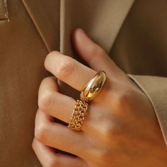 CLOSING SALE! Gold Plated Wide Dome Ring - Picture 5 of 11